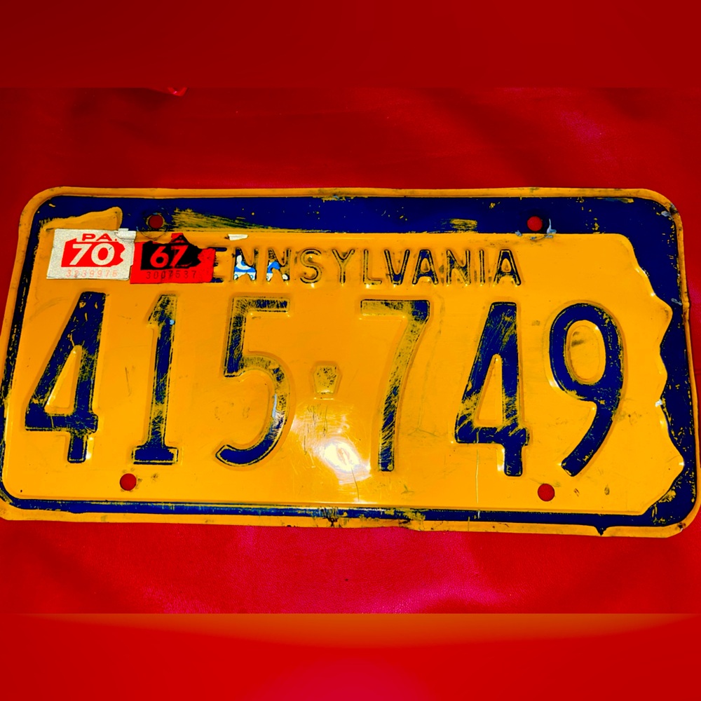 Pennsylvania Vintage 1967 & 1970 License Plate. 415-749